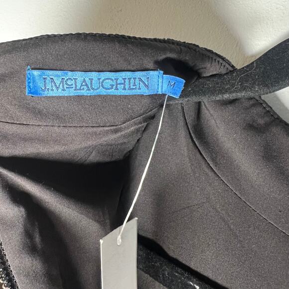 J. McLaughlin Black Velvet Sequin Shift Leeza Mini Dress Size Medium - Picture 4 of 12